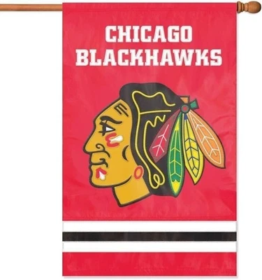 Chicago Blackhawks Banner Flag Embroidered Premium 2-sided 28x44 Outdoor... - Image 1 of 2