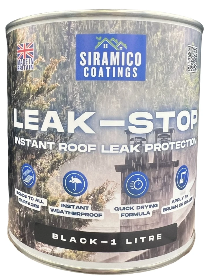 SIRAMICO COATINGS Roof Paint Instant Repair Sealer | Black 1L | Instant Waterproofing