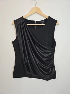Trouve Womens Black Front Drape Sleeveless Top Back Zipper Size Medium - Picture 1 of 9