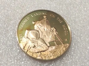 First Manned Landing On The Moon: Apollo 11. Bronze Medallion. Franklin Mint. - Picture 1 of 4