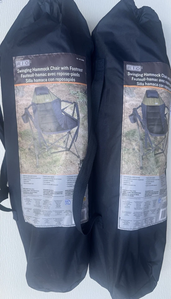 Paquete de 2 sillas hamaca oscilantes portátiles Rio con reposapiés salón, ¡campar! Foto 1 de 4