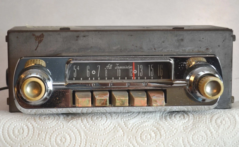 1962-1963 Ford Fairlane All Transistor AM Dash Radio, Faceplate & Knobs, Tested! - Image 1 of 4