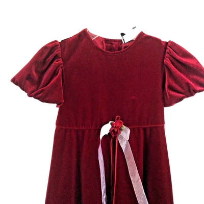 Vestido de terciopelo rojo manga corta para niñas fiesta elegante ediciones raras talla 6 Foto 1 de 4
