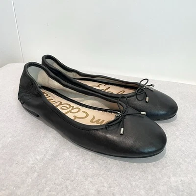 Женские кожаные балетки Sam Edelman 7 Felicia с бантом спереди черные - Изображение 1 из 4