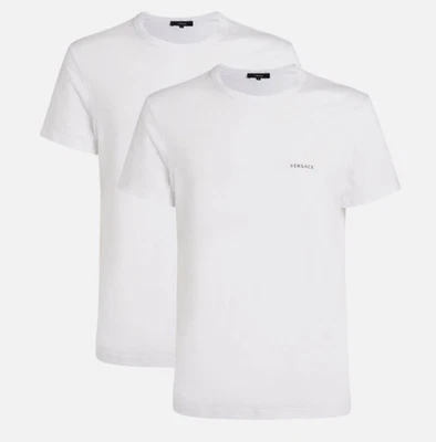 CAMISETA ROPA INTERIOR VERSACE ALGODÓN ELÁSTICO LOGO TALLA 6 XL NUEVA BLANCA PAQUETE DE 2 Foto 1 de 4