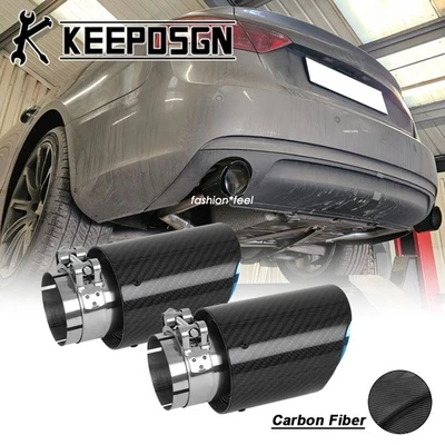 Silenciador de punta de tubo de escape doble de fibra de carbono de 2,5"" en 3,5"" en salida para Audi A5 S5 RS5 Foto 1 de 4