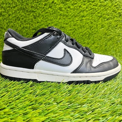 Nike Dunk Low Retro Niños Talla 4Y Blanco Negro Atlético Cuero Zapatos Tenis Foto 1 de 4