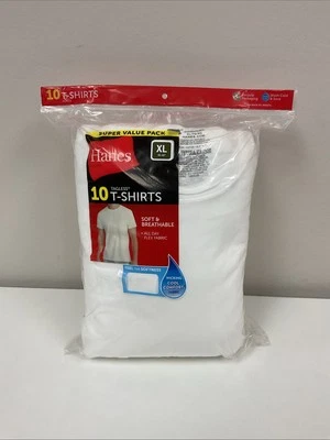 Camiseta Hanes Crew Neck - Branca, Tamanho XL (Pacote com 10) - Imagem 1 de 4