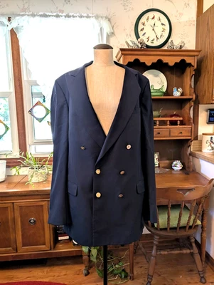 (46) ¡LIGERAMENTE USADO! Blazer Burberry's Azul Marino Lana DOBLE BOTONADURA Chaqueta Vintage... Foto 1 de 4