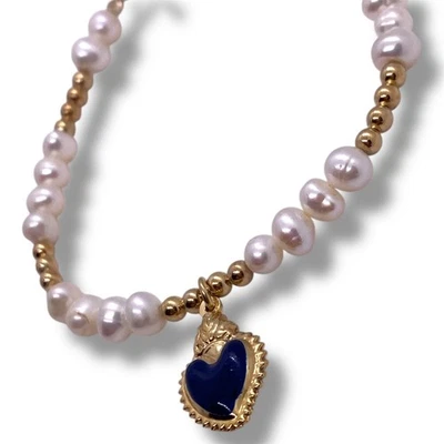 Bracciale Donna argento 925% con Perle naturali e sfere in argento dorato - Immagine 1 di 4