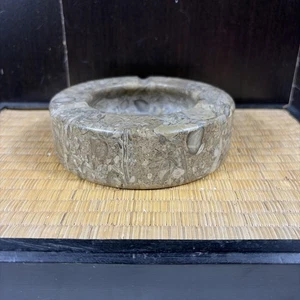 Vintage Marble Cigar Cigarette Ashtray Taupe/Grey Stone 5” heavy Serpentine - Picture 1 of 5