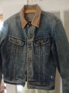 Mens Vintage Blue Denim Jacket with cord collar - Picture 1 of 7