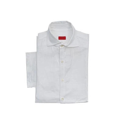 850$ ISAIA NAPOLI Camisa Blanca Cosida a Mano Manga Corta Algodón Pesado 15.5 39 Foto 1 de 2