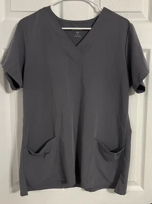 Blusa Médica Jockey Para Mujer Talla Grande Gris Manga Corta Cuello en V Foto 1 de 4
