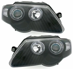 Juego de faros Angel Eyes para VW Passat 3C negro incl. motor 03.2005-2010 - Imagen 1 de 7