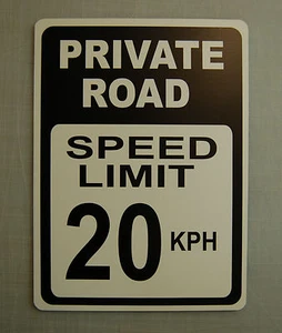  Límite de velocidad en carretera privado 20 kph ralentizar el tráfico propiedad cabaña señal de advertencia - Imagen 1 de 1