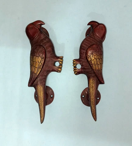 Brass Parrot Couple Door Pull Eclectus Lovebirds Handle Grip Home Interior HK547 Cover