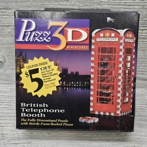 Vintage 1997 Puzz 3D Miniatures British Telephone Booth Puzzle Milton Bradley - Picture 1 of 7