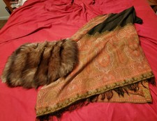Silver fox muff and antique shawl, Civil War