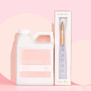 Kiara Sky Starter Duo EMA 16fl oz Liquid Monomer + 100% Kolinsky Brush #8
