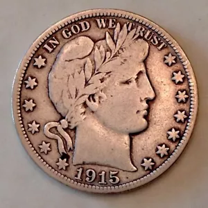 1915 S US Barber Half Dollar 50 Cents cd - Picture 1 of 2