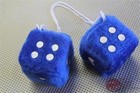 Blue Fuzzy Novelty Dice For Hot Rat Street Rod Custom & Vintage Classic Cars