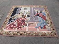 Vintage Hand Made French Design Original Wool Beige Aubusson Tapestry 183X120cm