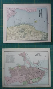 Dartmouth, NH Quebec, Canadá Vintage Original 1897 Cram's World Atlas Mapa Lote - Imagen 1 de 9