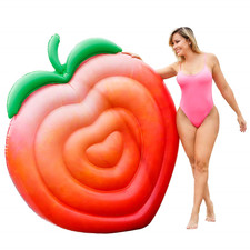 SmileBryt Giant Peach Pool Float Inflatable Toy raft Pump Included 70"x 48"