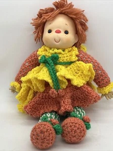Strawberry Shortcake Doll Crochet Hand Knitted Homemade Peach & Yellow 16” - Picture 1 of 8