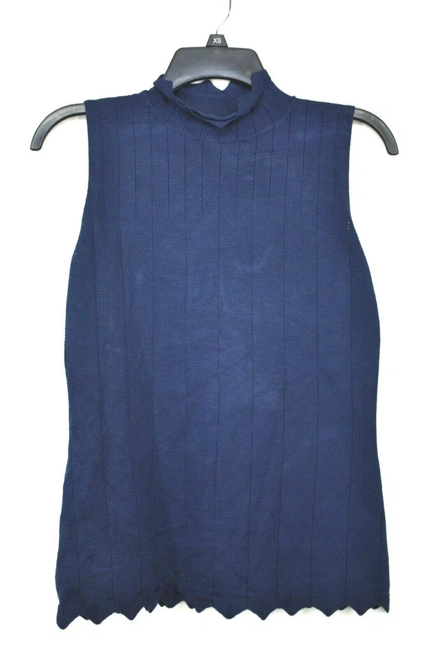 Camiseta sin mangas tejida Devotion Cyrus para mujer Pointelle ribete de vieira cuello falso nueva con etiquetas Foto 1 de 1