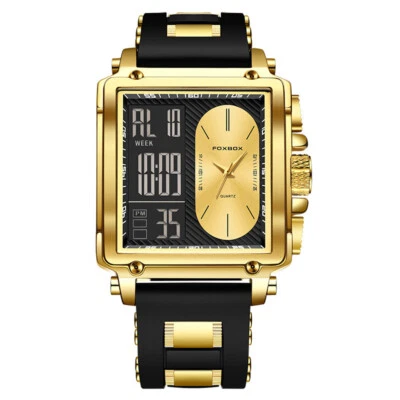 LIGE FOXBOX Relojes Digitales para Hombre Reloj Pulsera de Acero Esfera Grande LED Reloj de Cuarzo - Imagen 1 de 4