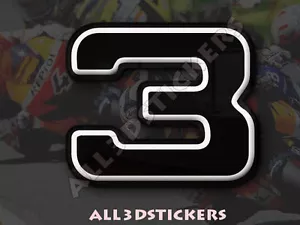 3D Stickers Resin Domed NUMBER 3 THREE - Color Black - 50 mm(2 inches) Adhesive - Picture 1 of 1
