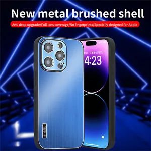 Funda de lujo metálica cepillada antiarañazos a prueba de golpes para iPhone 15 Pro Max/13/12 - Imagen 1 de 13