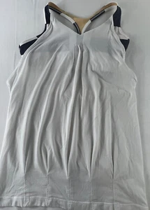 Lululemon Womens White & Navy Knotted Back Athletic Built in Bra Tank Top Size 8 - Picture 1 of 5