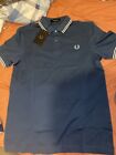 Fred Perry Mens Polo Shirt Blue Size Medium Brand New