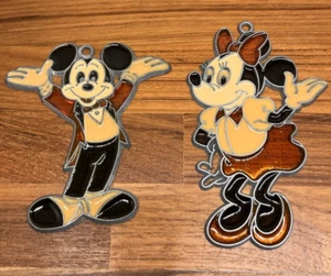 Mickey and Minnie Mouse Disney Suncatcher Stained Glass-style Lot 2 Vintage - Picture 1 of 8
