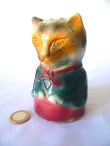 ANCIENNE TIRELIRE À CASSER CHAT EN FAÏENCE - Foto 1 di 7
