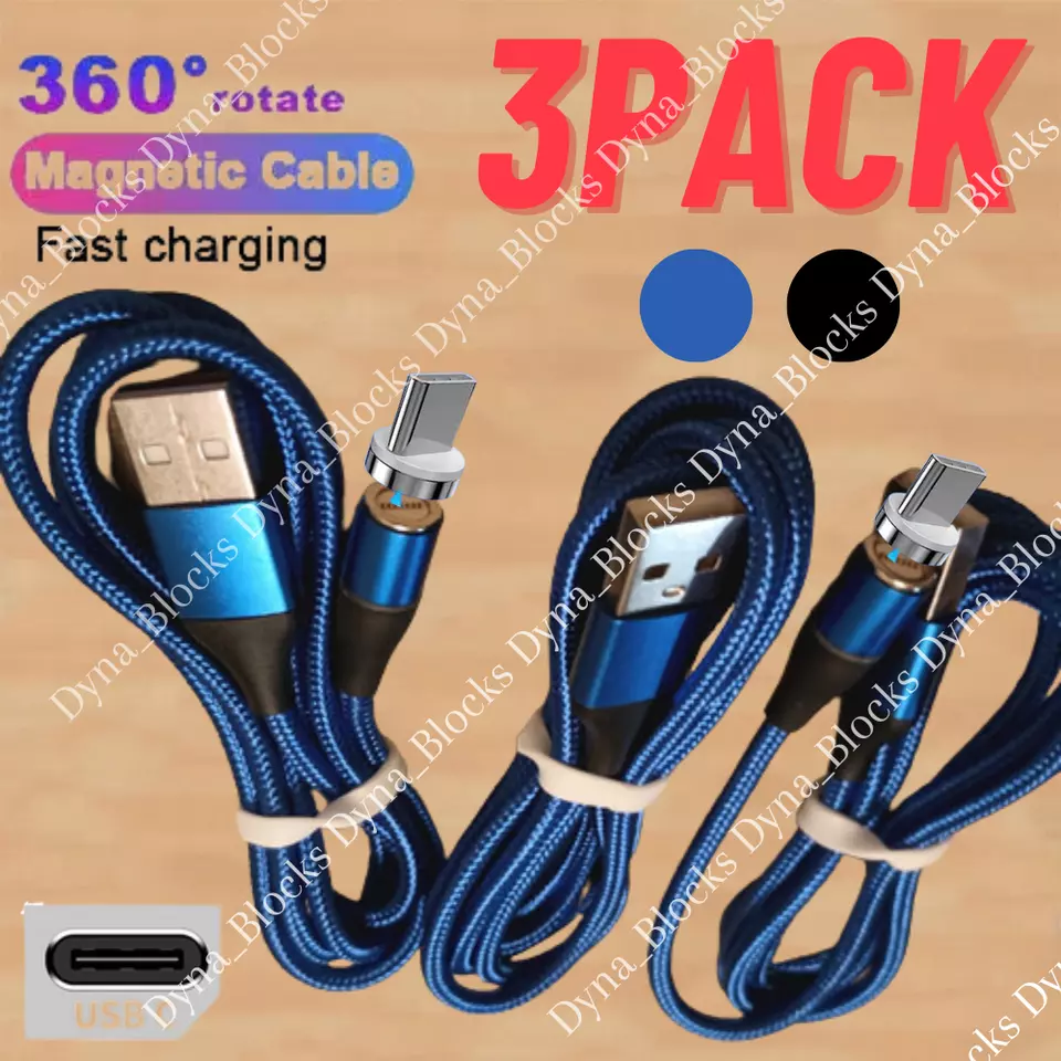 Paquete de 3 cables magnéticos para cargador de teléfono USB-C tipo C para Samsung Android Foto 1 de 4