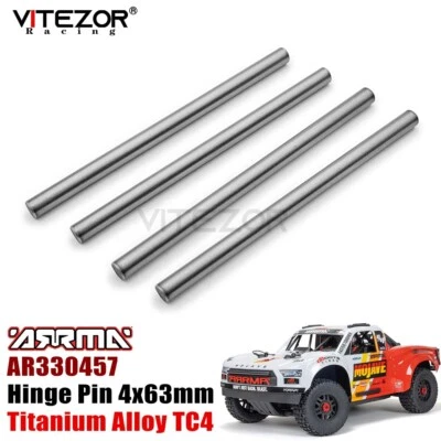 For RC Arrma 1/8 MOJAVE 4X4 4S BLX AR330457 Hinge Pin 4x63mm Titanium TC4 4Pcs - Image 1 of 4