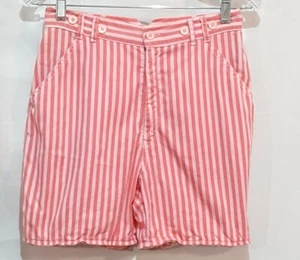 Vintage 60s 70s Womens shorts Size 6 High Waist Zip Pockets Pink Candy Stripe - Picture 1 of 10