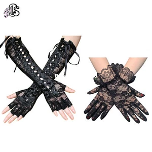 2 Pairs Floral Lace Gloves for Wedding Opera Costume Party 1920s Flapper Gloves - Picture 1 of 20