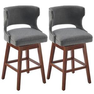 Bar Stools Set of 2 Swivel Kitchen Counter Height Upholstered Barstool 4 Colors
