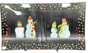 Pampered Chef Snowmen Dots Divided Platter New 3012 Winter Christmas Seasonal - Picture 1 of 14