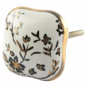 Conjunto De 2 Cerámica Hecha a Mano Flor Hoja Cajón Cómoda Pomos Tiradores Hogar - Bild 1 von 1