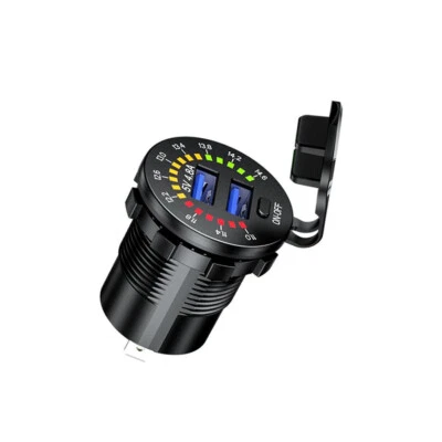 Motorcycle Dual USB Fast Charger Socket Adapter LED Digital Voltmeter Waterproof - Изображение 1 из 4
