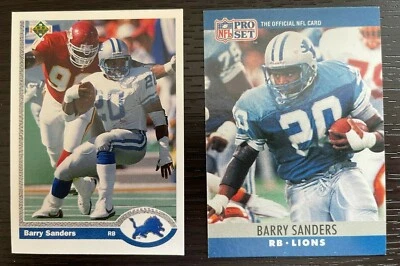 Barry Sanders 2 card lot. 1990 Pro Set #102, 1991 Upper Deck #500 Prototype - Изображение 1 из 2