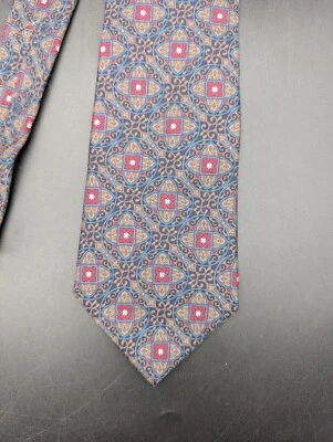 Corbata de Colección Christian Dior Patrón Rojo Azul Toda Seda Hecha en EE. UU. RARA Foto 1 de 4