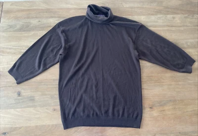 Suéter Ralph Lauren Etiqueta Púrpura 100% Cachemira Cuello Alto Mujer Mediano Marrón Foto 1 de 4
