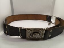 Vintage 1960s Girl Guides Brownie Belt Brown leather Small Clips 29.5" FREEPOST